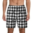 thumbnail image 1 of Kdxio Black Tartan Plaid Print Men's Swim Trunks with Compression Liner 7 Inch Inseam Quick Dry Swim Shorts, 1 of 7