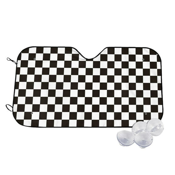 Kdxio Black and White Checkerboard Print Windshield Sun Shade,UV Rays and Sun Heat Protection,Sunshade for Car Windshield,Car Shade Front Windshield - Small