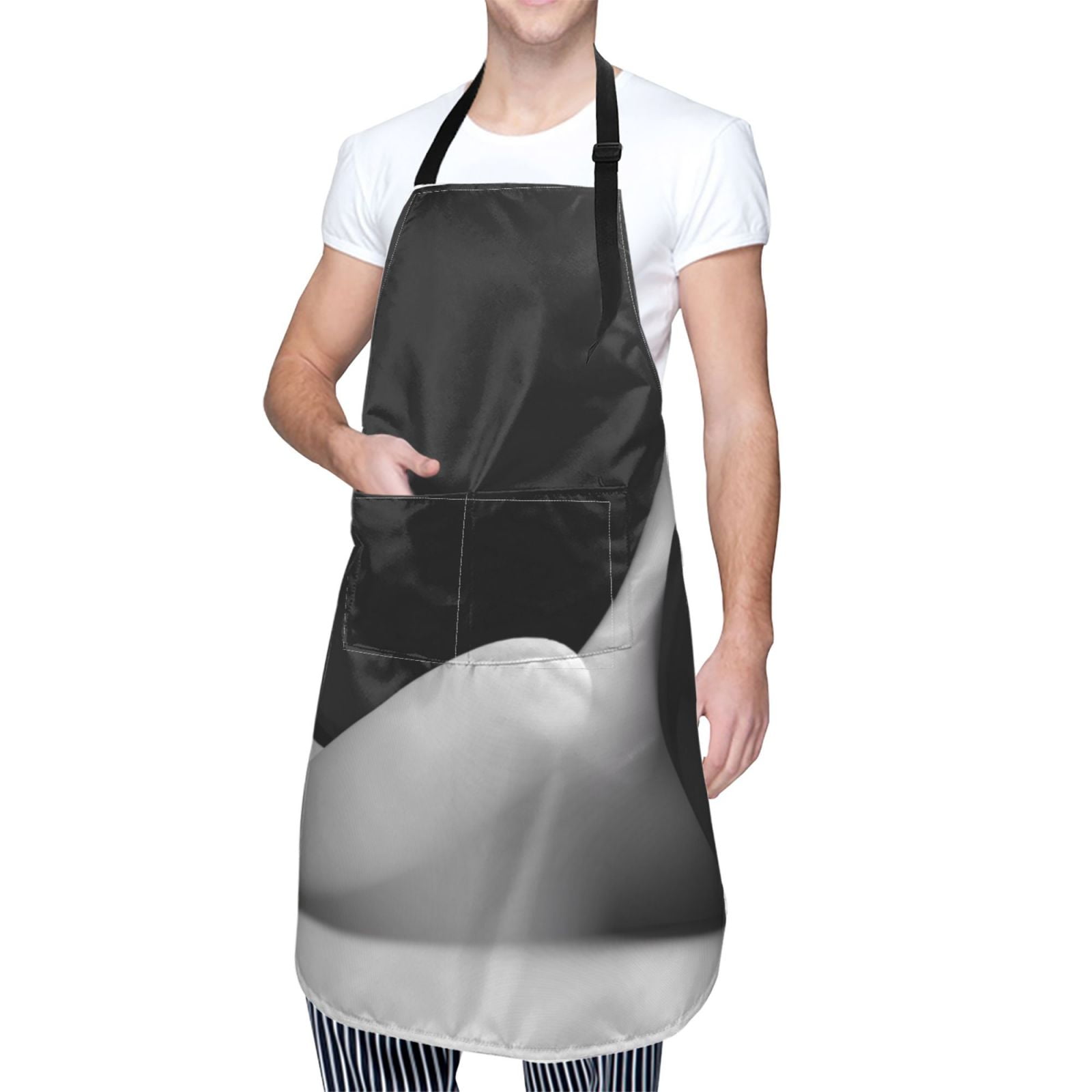 Kdxio Black White Fluid Sculpture Apron with Pockets Adjustable Kitchen Aprons for Men Women Waterproof Aprons for Cooking,Drawing,Crafting, Baking Household Cleaning