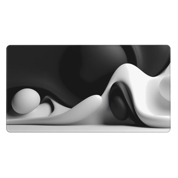 Kdxio Black White Fluid Sculpture Print Large Gaming Mouse Pad,Non-Slip Base,Water Resist Keyboard Pad for Gamer,Office & Home,29.5 x 15.8 in