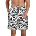 thumbnail image 1 of Kdxio Black White Halloween Pattern Mens Casual Shorts - Drawstring Summer Beach Sports Shorts for Men, 1 of 9