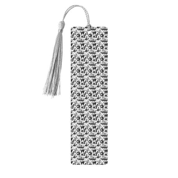 Kdxio Black White Halloween Print Metal Tassel Bookmarks,Perfect Gift for Art Lovers and Bookworms Metal Bookmarks for Women