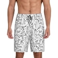 thumbnail image 1 of Kdxio Black White Music Print Mens Sleep Shorts Bottoms Soft Comfy Pajama Wear Pants with Drawstring Pockets, 1 of 7