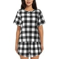 thumbnail image 1 of Kdxio Black White Plaid Print Pajamas Sets for Women Short-Sleeved Pjs with Lounge Shorts Two Piece Sleepwear S-4XL, 1 of 9