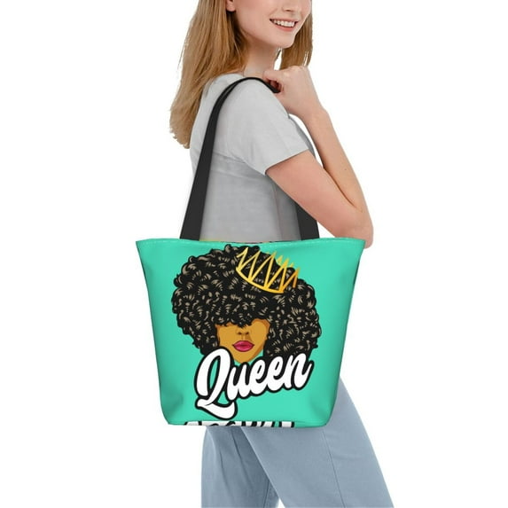 Kdxio Black Woman Women Reusable Grocery Bags Foldable Ripstop,Reusable Shopping Bags for Shopping,Gym,Gift