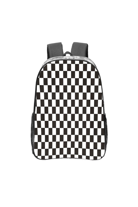 Black and White Checkerboard Clear Backpack, Transparent Bookbag for School for Women Men, Capacity Clear Bag for College, Travel