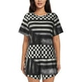 thumbnail image 1 of Kdxio Black and White Checkerboard Trap Print Pajamas Sets for Women Short-Sleeved Pjs with Lounge Shorts Two Piece Sleepwear S-4XL, 1 of 8