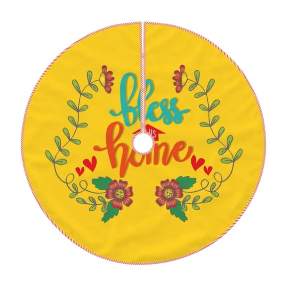 Kdxio Bless This Home Print Christmas Tree Skirt Christmas Xmas Tree Skirts Mat for New Year Holiday Christmas Party Decorations-48"