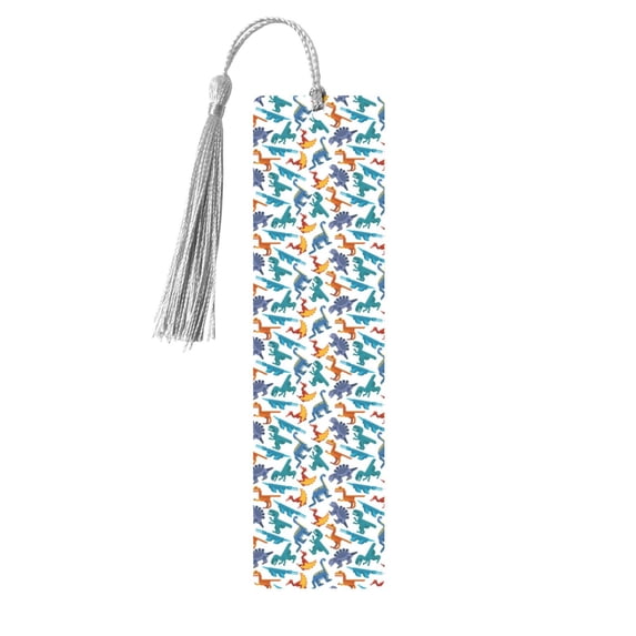 Kdxio Block Dinosaur Print Metal Tassel Bookmarks,Perfect Gift for Art Lovers and Bookworms Metal Bookmarks for Women