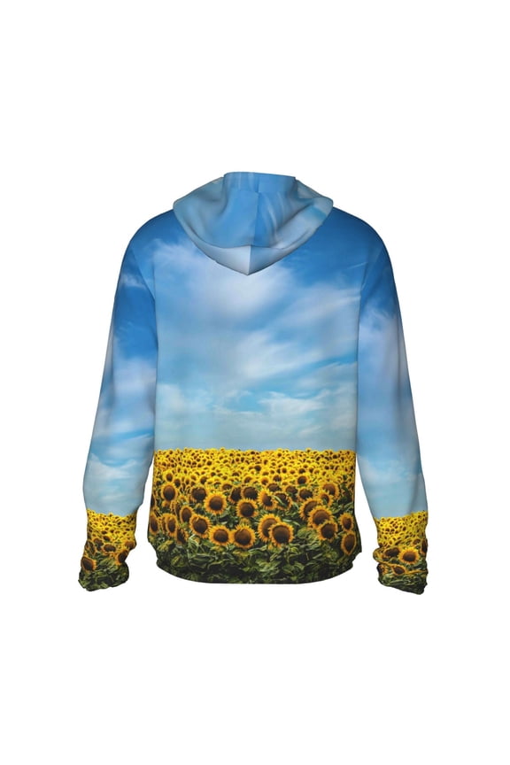 Blooming Sunflower Field Print Women Men Sun Protection UPF 50+ Jackets Zip Up Long Sleeve Hoodie Hiking Lightweight with Pockets