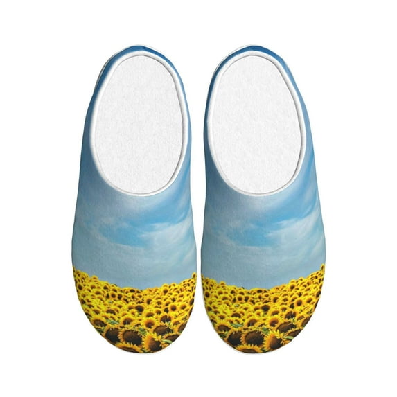 Kdxio Blooming Sunflower Field Women's Men's Slippers Plush Slip-On House Slipper for Winter Indoor Soft Cushion Non-slip Fluffy Slides Slippers-13