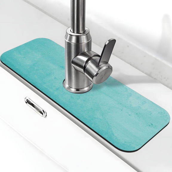Kdxio Blue And Turquoise Pattern Non-Slip Diatom Mud Faucet Drain Pad,Self Absorbent Mat for Kitchen Sink for Variety Kitchen & Bathroom Countertops