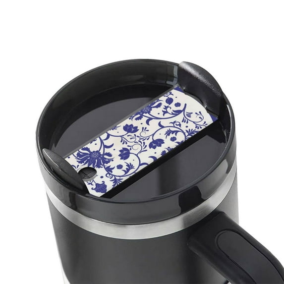 Kdxio Blue And White Porcelain Pattern Name Plate Compatible Stanley Cups Name Tag Acrylic Nameplate Tumbler Lid Topper for Cup Accessories