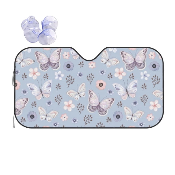 Kdxio Blue Butterfly Print Front Windshield Sun Shade,Folding Auto Sunshade for Car Truck SUV-