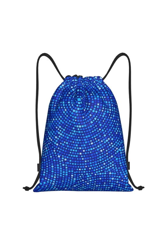 Blue Circles Mosaic Print Drawstring Backpack Bag,Waterproof Draw String Back Sack, Gym Drawstring Bags Swim Bag For Unisex
