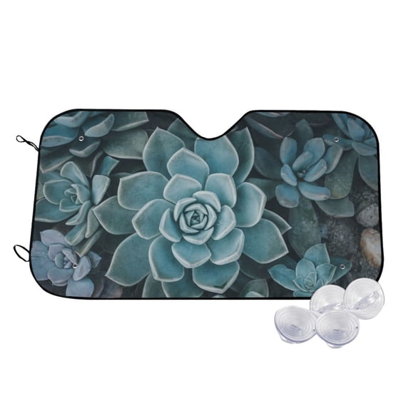 Kdxio Blue Color Cactus Print Windshield Sun Shade,UV Rays and Sun Heat Protection,Sunshade for Car Windshield,Car Shade Front Windshield - Small