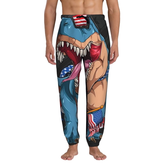 Kdxio Blue Dinosaur Pattern Joggers,Sweatpants for Men with Pockets-Small