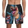 thumbnail image 1 of Kdxio Blue Dinosaur Print Men'S Swim Trunks With Compression Liner 7 Inch Inseam Quick Dry Swim Shorts, 1 of 7