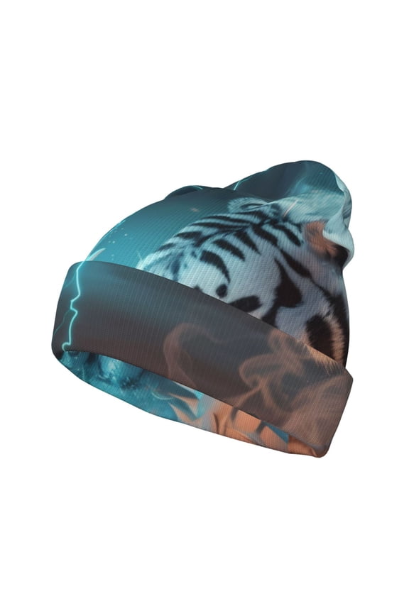 Blue Dragon And White Tiger Winter Beanie for Men Women Beanie Knit Hat Cuffed Cap Beanie Knit Chunky Snow Cap