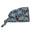 thumbnail image 1 of Kdxio Blue Excavator Pattern Turban Hat for Women Men Comfortable Adjustable Cleaning Working Cap with Sweatband, 1 of 8