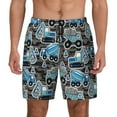 thumbnail image 1 of Kdxio Blue Excavator Print Men's Swim Trunks with Compression Liner 7 Inch Inseam Quick Dry Swim Shorts, 1 of 7
