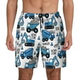 thumbnail image 1 of Kdxio Blue Excavator Print Men's Swim Trunks with Compression Liner 7 Inch Inseam Quick Dry Swim Shorts, 1 of 7