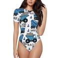 thumbnail image 1 of Kdxio Blue Excavator for Women's Short-Sleeved Onesie Stylish Round Neck Pajamas Bodysuit Jumpsuit Nightwear-Small, 1 of 7