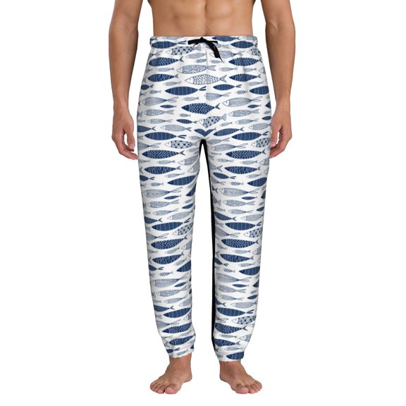 Kdxio Blue Fish Pattern Joggers,Sweatpants for Men with Pockets-Small