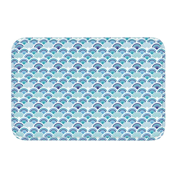 Kdxio Blue Fish Scale Texture,16" x 24", Non-Slip Front Door Mats,Outdoor Welcome Mat Washable