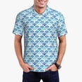 thumbnail image 1 of Kdxio Blue Fish Scale Texture Print Men's Short Sleeve Polo Shirt,Midweight Men's Shirt, 1 of 6
