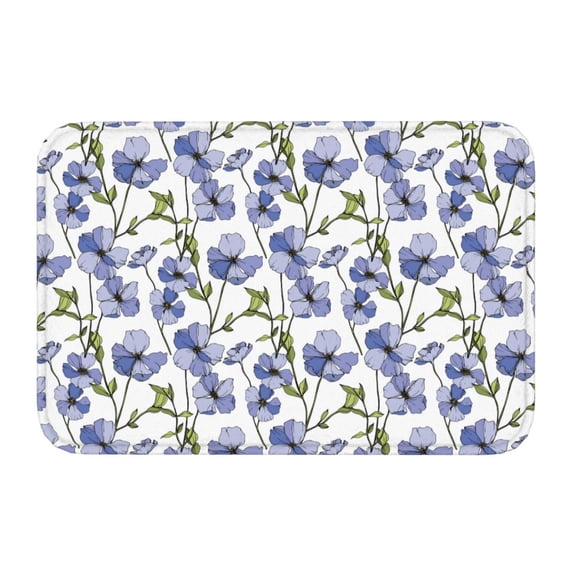 Kdxio Blue Flax Flowers,16" x 24", Non-Slip Front Door Mats,Outdoor Welcome Mat Washable
