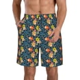 thumbnail image 1 of Kdxio Blue Floral Pattern Mens Casual Shorts - Drawstring Summer Beach Sports Shorts for Men, 1 of 9