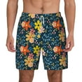 thumbnail image 1 of Kdxio Blue Floral Print Men'S Swim Trunks With Compression Liner 7 Inch Inseam Quick Dry Swim Shorts, 1 of 7