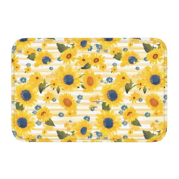 Kdxio Blue Floral Sunflower,16" x 24", Non-Slip Front Door Mats,Outdoor Welcome Mat Washable