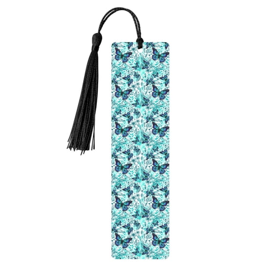 Kdxio Blue Floral with Butterflies Print Metal Tassel Bookmarks,Perfect Gift for Art Lovers and Bookworms Metal Bookmarks for Women
