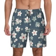 thumbnail image 1 of Kdxio Blue Flower Print Men'S Swim Trunks With Compression Liner 7 Inch Inseam Quick Dry Swim Shorts, 1 of 7