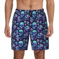 thumbnail image 1 of Kdxio Blue Flower Skull Print Men's Swim Trunks with Compression Liner 7 Inch Inseam Quick Dry Swim Shorts, 1 of 5