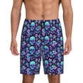 thumbnail image 1 of Kdxio Blue Flower Skull Print Mens Sleep Shorts Bottoms Soft Comfy Pajama Wear Pants with Drawstring Pockets, 1 of 5