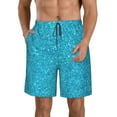 thumbnail image 1 of Kdxio Blue Glitter Pattern Mens Casual Shorts - Drawstring Summer Beach Sports Shorts for Men, 1 of 9