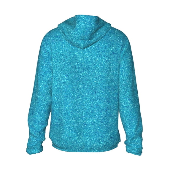 Kdxio Blue Glitter Print Women Men Sun Protection UPF 50+ Jackets Zip Up Long Sleeve Hoodie Hiking Lightweight with Pockets