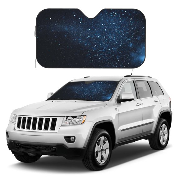 Kdxio Blue Glitter Retro Print Windshield Sun Shade, Foldable Sun Blocker for Car,Truck,SUV Automotive Interior Sun Protection,Reflective Shade for Front Windshield(Small)