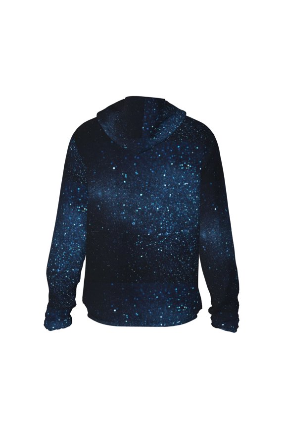 Blue Glitter Retro Print Women Men Sun Protection UPF 50+ Jackets Zip Up Long Sleeve Hoodie Hiking Lightweight with Pockets
