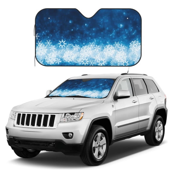 Kdxio Blue Glitter Sparkles Print Windshield Sun Shade, Foldable Sun Blocker for Car,Truck,SUV Automotive Interior Sun Protection,Reflective Shade for Front Windshield(Small)