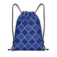 thumbnail image 1 of Kdxio Blue Gold Grid Lantern Shapes Print Drawstring Backpack Bag,Waterproof Draw String Back Sack, Gym Drawstring Bags Swim Bag For Unisex, 1 of 9