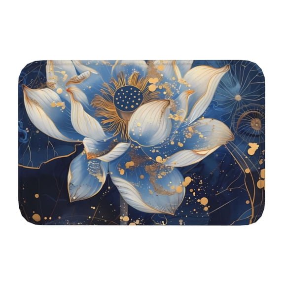 Kdxio Blue Golden Dream Lotus,16" x 24", Non-Slip Front Door Mats,Outdoor Welcome Mat Washable