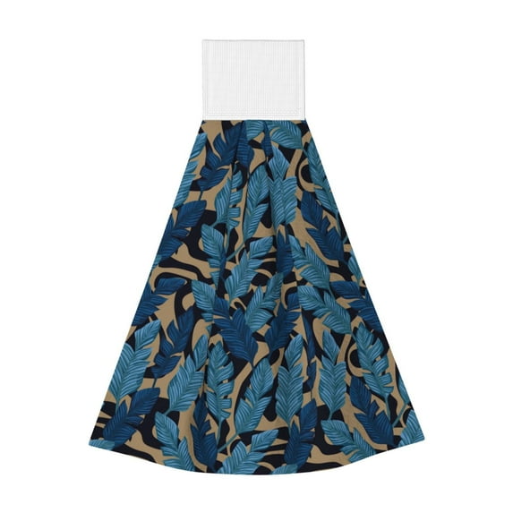 Kdxio Blue Leaves A Hand Towel with Loop Hanging Towel Absorbent Tie Towels for Kitchen Tea Bar Bathroom Decor