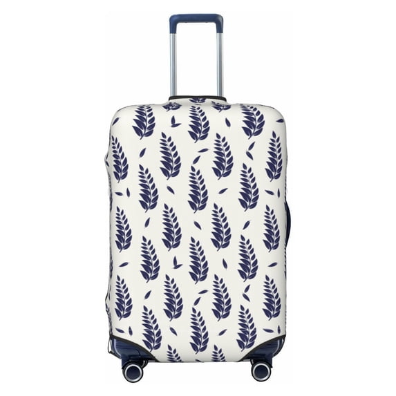 Kdxio Blue Leaves Pattern Luggage Cover for Travel,Elastic and Durable,Fits 18-32 Inch,-No luggage included