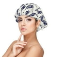 thumbnail image 1 of Kdxio Blue Leaves Pattern Satin Bonnet Silk Bonnet Hair Bonnet for Sleeping Hair Bonnets for Women Curly Natural Hair, 1 of 6