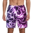 thumbnail image 1 of Kdxio Blue Lightning Print Men's Swim Trunks with Compression Liner 7 Inch Inseam Quick Dry Swim Shorts, 1 of 5