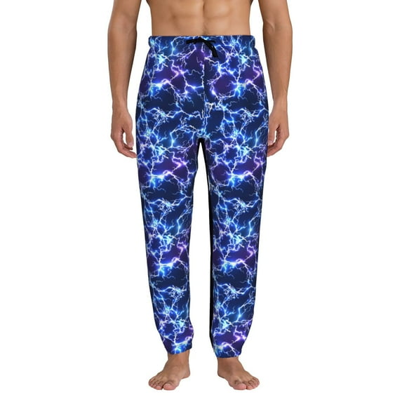 Kdxio Blue Lightning1 Pattern Joggers,Sweatpants for Men with Pockets-Medium